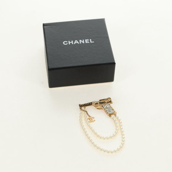 CHANEL Brooch metal Gold Tone CC Auth 185416SM