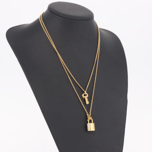 LOUIS VUITTON LV Padlock Necklace metal Gold M01593 LV Auth 185417SAM