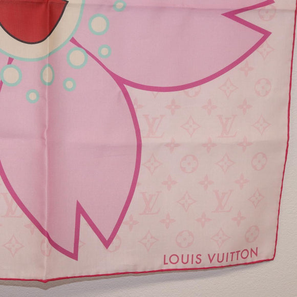 LOUIS VUITTON Monogram Cherry LVxTM Carre 55 Scarf Pink M96088 LV Auth 185418SM