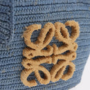 LOEWE Elephant Motif Hand Bag Raffia Light Blue Auth 185419SAM-14
