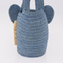 LOEWE Elephant Motif Hand Bag Raffia Light Blue Auth 185419SAM-4