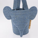 LOEWE Elephant Motif Hand Bag Raffia Light Blue Auth 185419SAM-5
