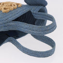 LOEWE Elephant Motif Hand Bag Raffia Light Blue Auth 185419SAM-7