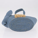 LOEWE Elephant Motif Hand Bag Raffia Light Blue Auth 185419SAM-9