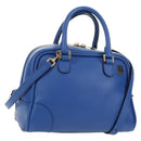 LOEWE Amazona 75 Hand Bag Leather 2way Blue Gold Auth 185420SM-1