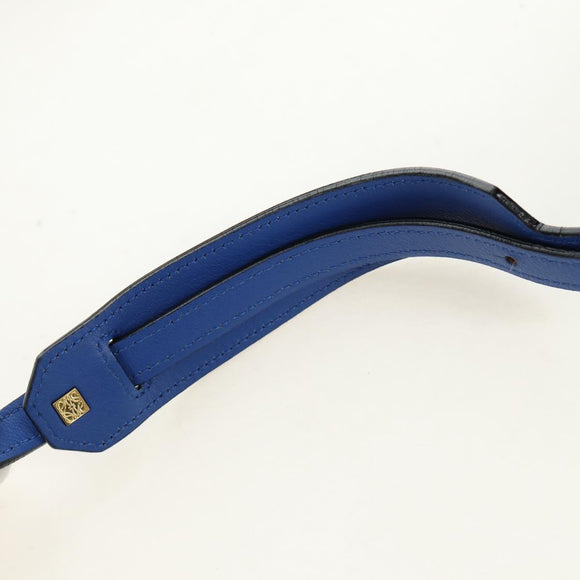 LOEWE Amazona 75 Hand Bag Leather 2way Blue Gold Auth 185420SM