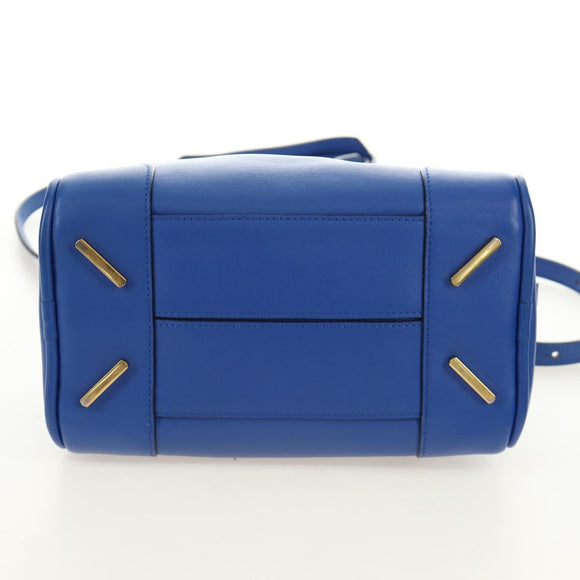 LOEWE Amazona 75 Hand Bag Leather 2way Blue Gold Auth 185420SM