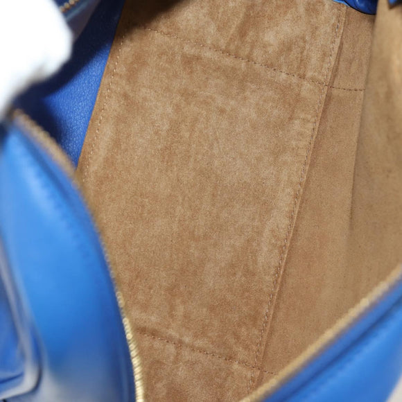LOEWE Amazona 75 Hand Bag Leather 2way Blue Gold Auth 185420SM