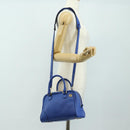 LOEWE Amazona 75 Hand Bag Leather 2way Blue Gold Auth 185420SM-28