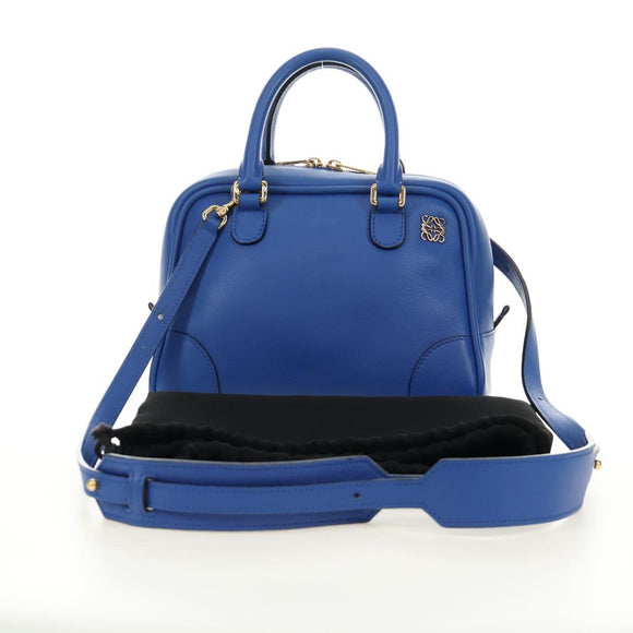 LOEWE Amazona 75 Hand Bag Leather 2way Blue Gold Auth 185420SM