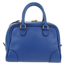 LOEWE Amazona 75 Hand Bag Leather 2way Blue Gold Auth 185420SM-2