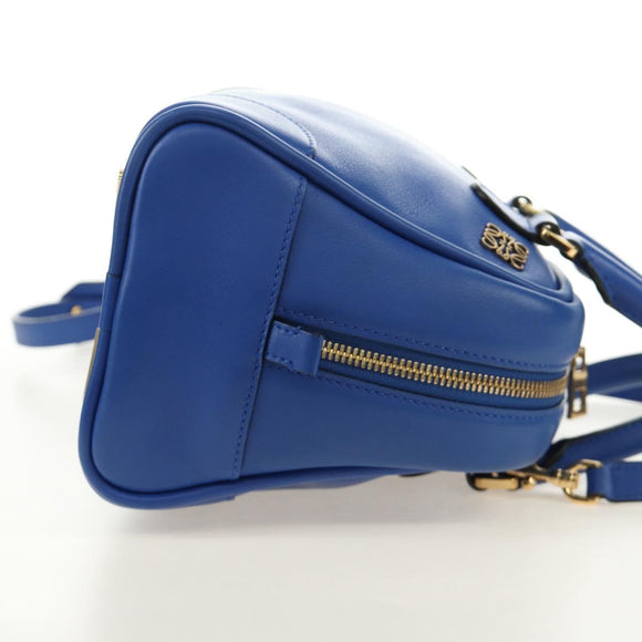 LOEWE Amazona 75 Hand Bag Leather 2way Blue Gold Auth 185420SM