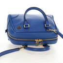 LOEWE Amazona 75 Hand Bag Leather 2way Blue Gold Auth 185420SM-6