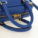 LOEWE Amazona 75 Hand Bag Leather 2way Blue Gold Auth 185420SM-7