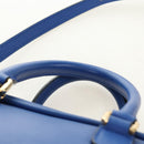 LOEWE Amazona 75 Hand Bag Leather 2way Blue Gold Auth 185420SM-14