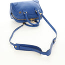 LOEWE Amazona 75 Hand Bag Leather 2way Blue Gold Auth 185420SM-8