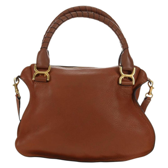 Chloe Marcie Hand Bag Leather 2way Brown Gold Auth 185421V