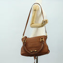 Chloe Marcie Hand Bag Leather 2way Brown Gold Auth 185421V-31