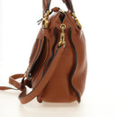 Chloe Marcie Hand Bag Leather 2way Brown Gold Auth 185421V-3