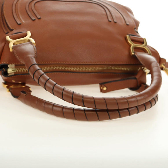 Chloe Marcie Hand Bag Leather 2way Brown Gold Auth 185421V
