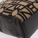 CELINE Chain Shoulder Bag Knitted Fabrics Beige Gold Auth 185422A-10