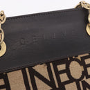 CELINE Chain Shoulder Bag Knitted Fabrics Beige Gold Auth 185422A-18