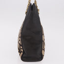 CELINE Chain Shoulder Bag Knitted Fabrics Beige Gold Auth 185422A-6