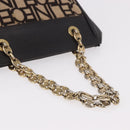 CELINE Chain Shoulder Bag Knitted Fabrics Beige Gold Auth 185422A-9