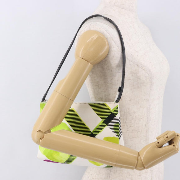 BURBERRY Shoulder Bag Canvas Green Silver Auth 185423A