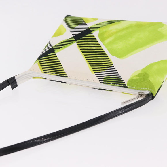 BURBERRY Shoulder Bag Canvas Green Silver Auth 185423A