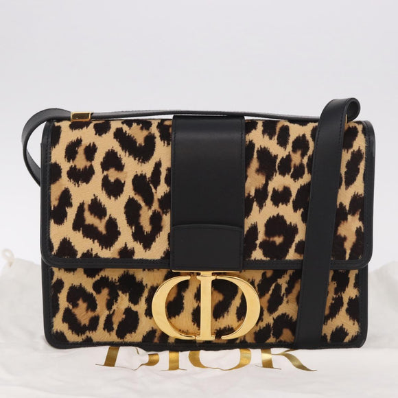 Christian Dior 30 Montaigne Shoulder Bag Harako leather Brown Gold Auth 185424SM