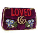 GUCCI GG Marmont Chain Shoulder Bag Velor Purple Gold 443496 Auth 185426M-1