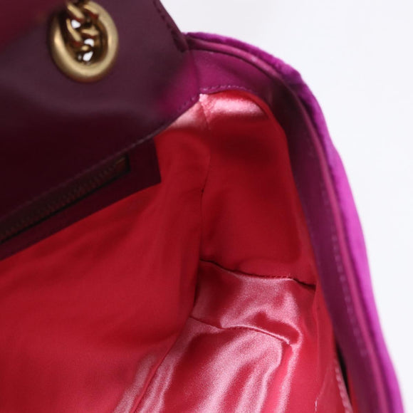 GUCCI GG Marmont Chain Shoulder Bag Velor Purple Gold 443496 Auth 185426M