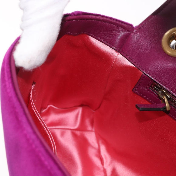 GUCCI GG Marmont Chain Shoulder Bag Velor Purple Gold 443496 Auth 185426M