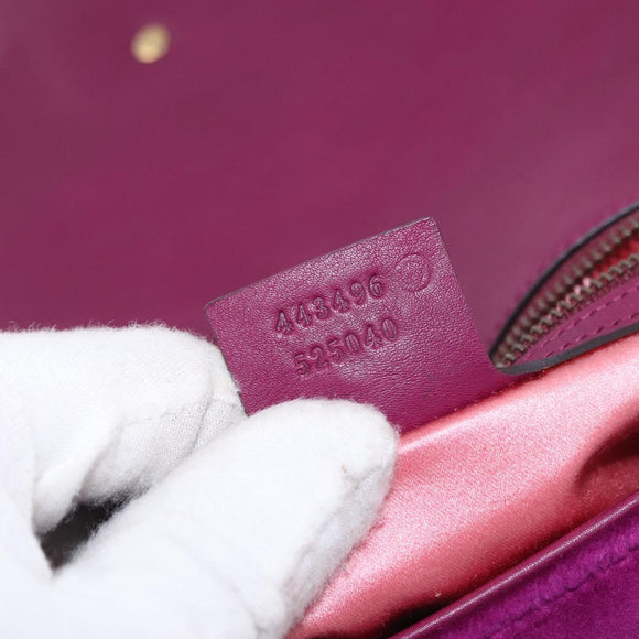 GUCCI GG Marmont Chain Shoulder Bag Velor Purple Gold 443496 Auth 185426M