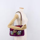 GUCCI GG Marmont Chain Shoulder Bag Velor Purple Gold 443496 Auth 185426M-23