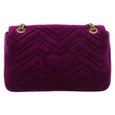 GUCCI GG Marmont Chain Shoulder Bag Velor Purple Gold 443496 Auth 185426M-3