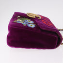 GUCCI GG Marmont Chain Shoulder Bag Velor Purple Gold 443496 Auth 185426M-4