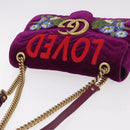 GUCCI GG Marmont Chain Shoulder Bag Velor Purple Gold 443496 Auth 185426M-6