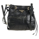 PRADA Bonnie Shoulder Bag Leather Black Gold Auth 185427SM-1