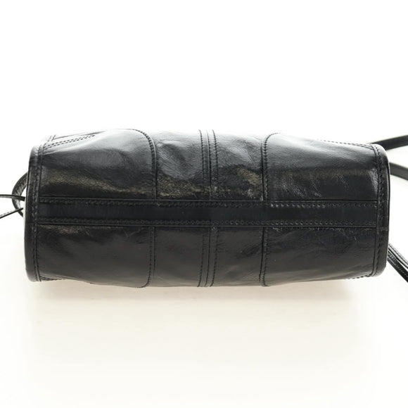 PRADA Bonnie Shoulder Bag Leather Black Gold Auth 185427SM