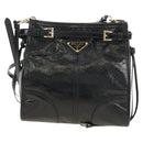 PRADA Bonnie Shoulder Bag Leather Black Gold Auth 185427SM-13
