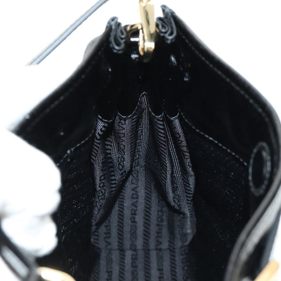 PRADA Bonnie Shoulder Bag Leather Black Gold Auth 185427SM