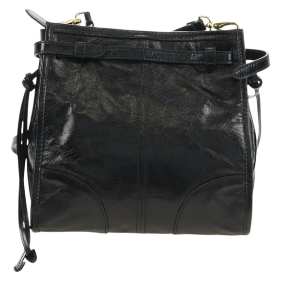 PRADA Bonnie Shoulder Bag Leather Black Gold Auth 185427SM