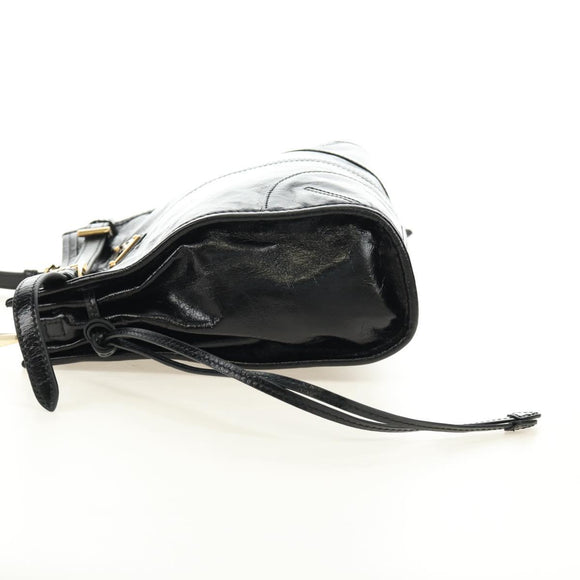 PRADA Bonnie Shoulder Bag Leather Black Gold Auth 185427SM