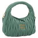 Miu Miu Matelasse Wonder Hand Bag Leather 2way Green Gold Auth 185428SM-1