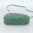 Miu Miu Matelasse Wonder Hand Bag Leather 2way Green Gold Auth 185428SM-11