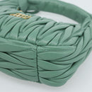 Miu Miu Matelasse Wonder Hand Bag Leather 2way Green Gold Auth 185428SM-12
