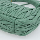 Miu Miu Matelasse Wonder Hand Bag Leather 2way Green Gold Auth 185428SM-14