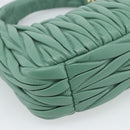 Miu Miu Matelasse Wonder Hand Bag Leather 2way Green Gold Auth 185428SM-15